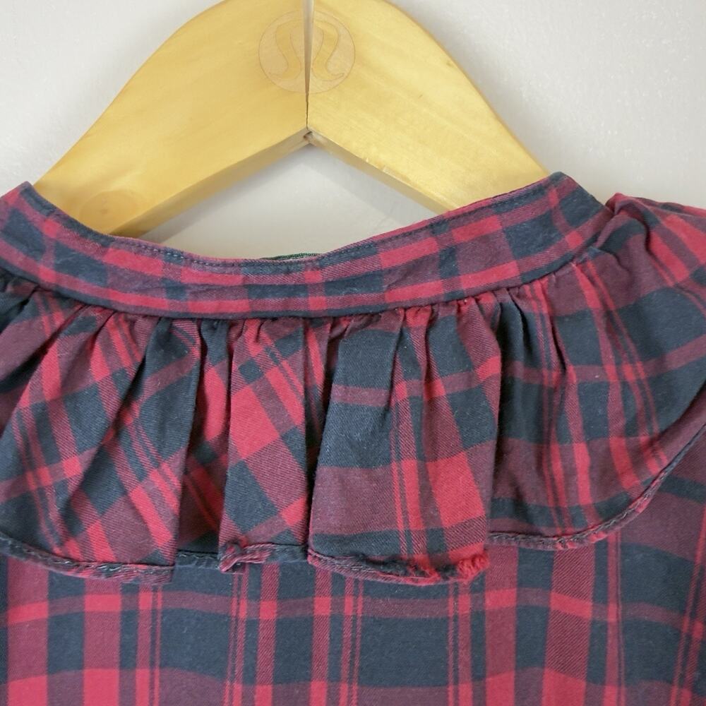 Lauren Ralph Lauren Buffalo Plaid Ruffle Shirt Top Long Sleeve Women’s Size L - Picture 6 of 13